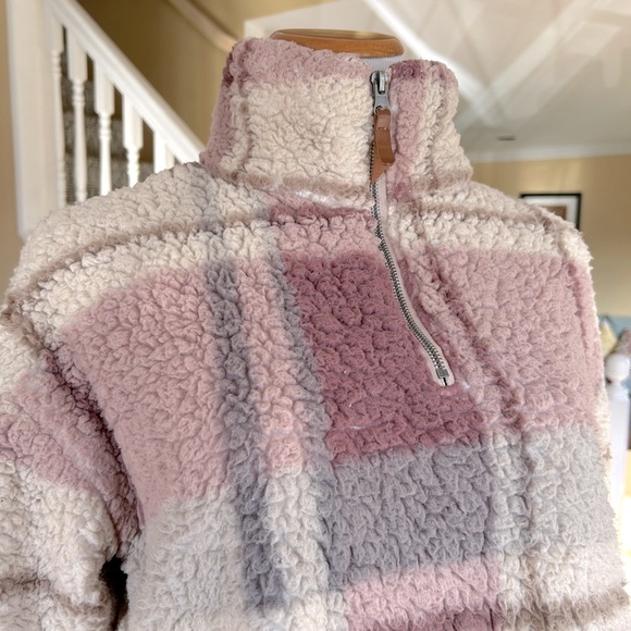 Thread + Supply Dusty Rose Plaid Fleece Pullover Women’s Size XS - Picture 4 of 9